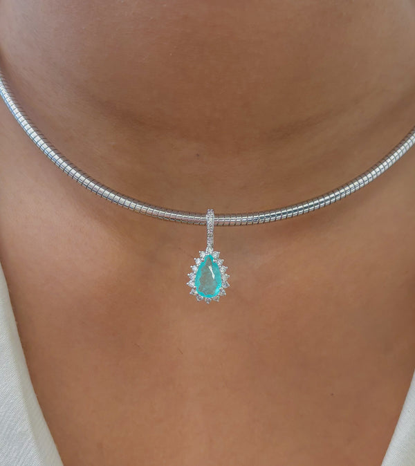 Paraiba Tourmaline Diamond Pendant