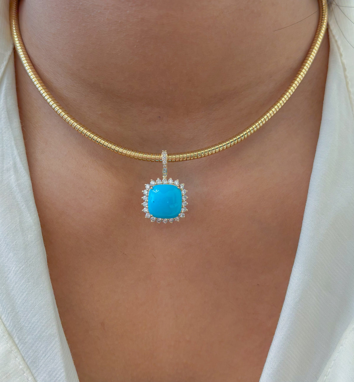 Turquoise Diamond Pendant