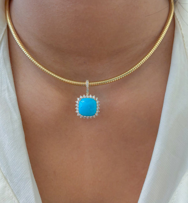 Turquoise Diamond Pendant