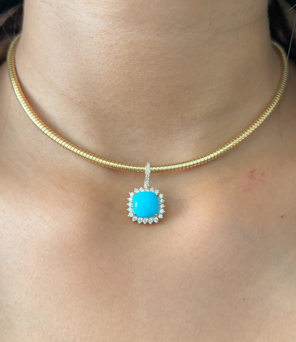 Turquoise Diamond Pendant