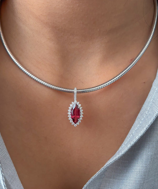 Rubellite Diamond Pendant