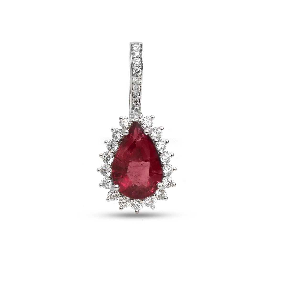Rubellite Diamond Pendant