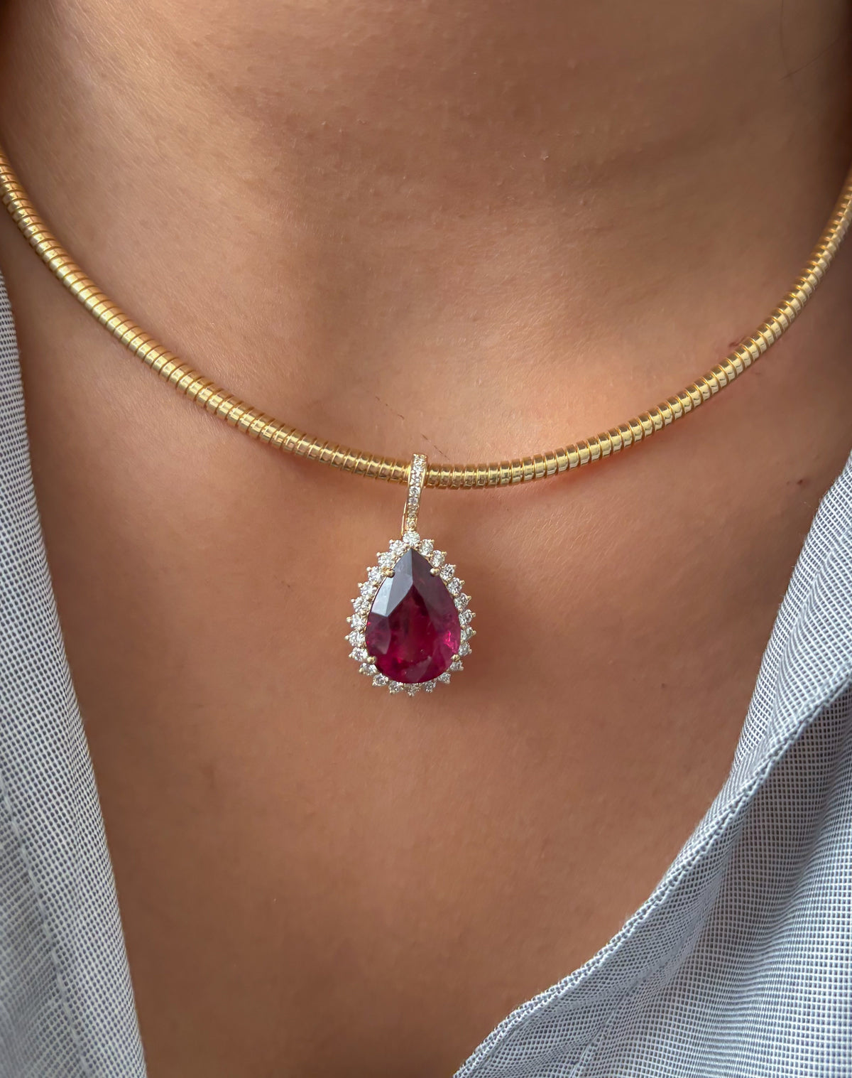 Rubellite Diamond Pendant