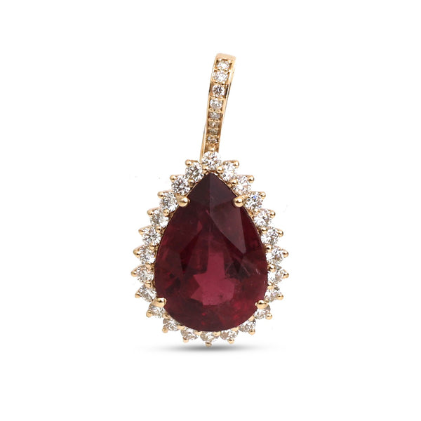 Rubellite Diamond Pendant