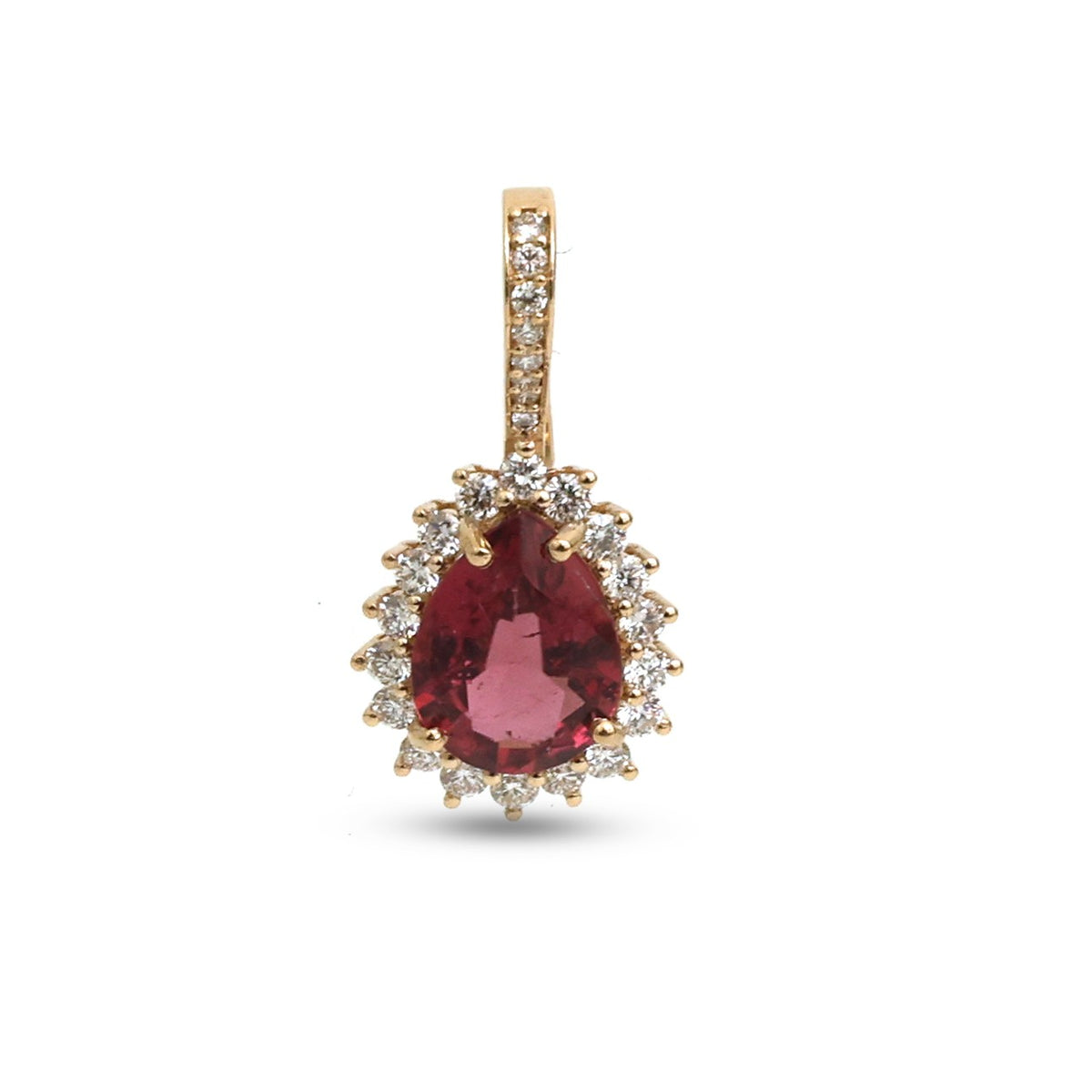 Rubellite Diamond Pendant