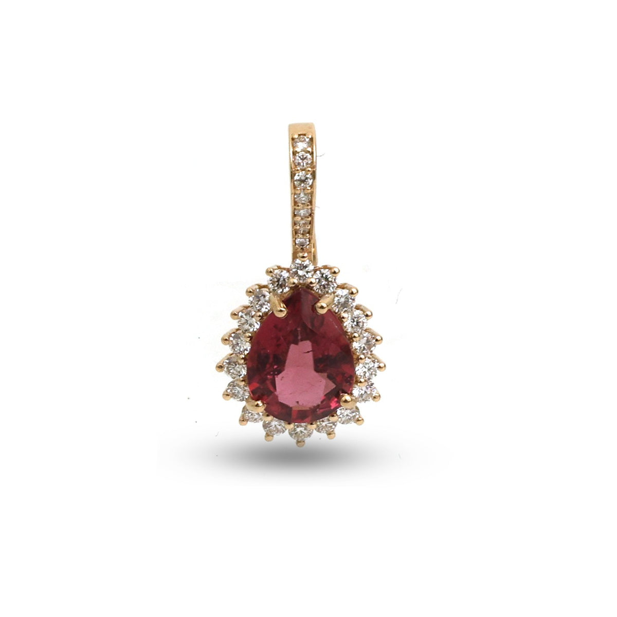 Rubellite Diamond Pendant
