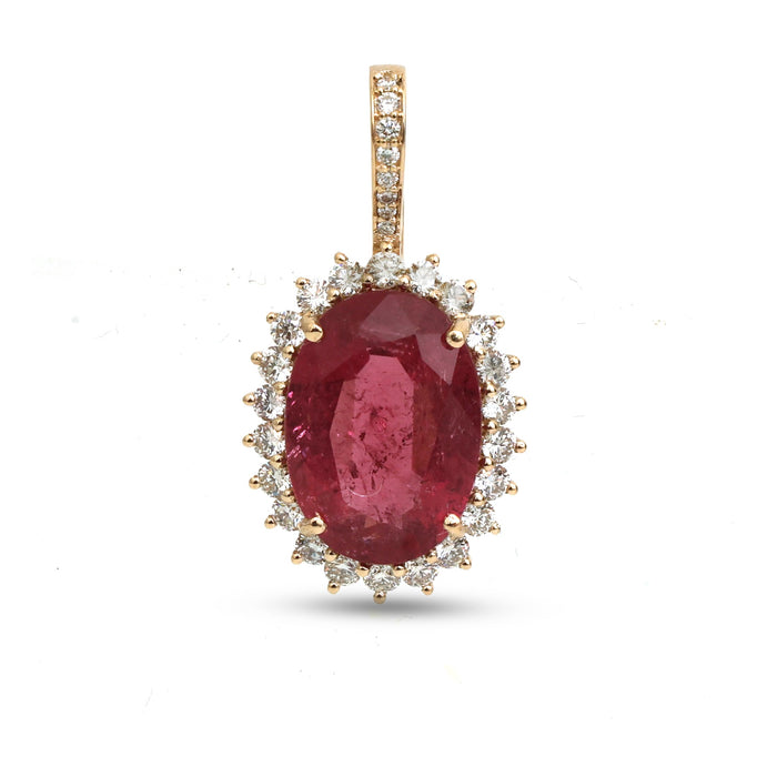 Rubellite Diamond Pendant