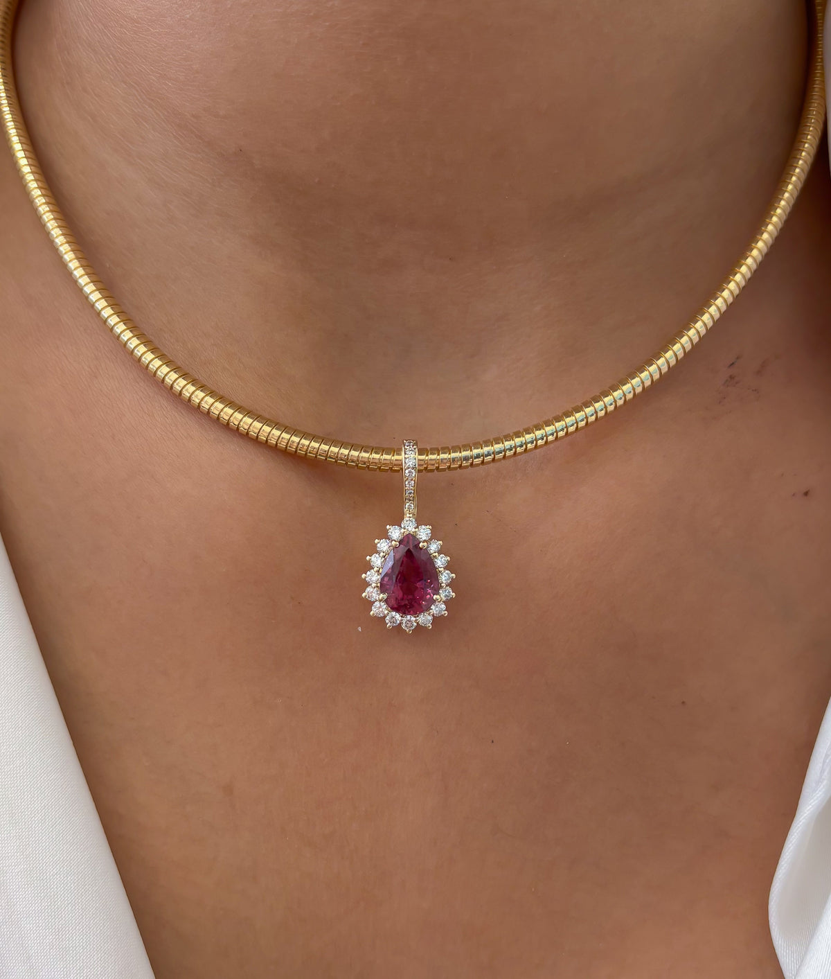 Rubellite Diamond Pendant