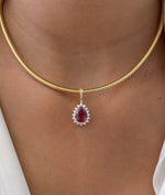 Rubellite Diamond Pendant