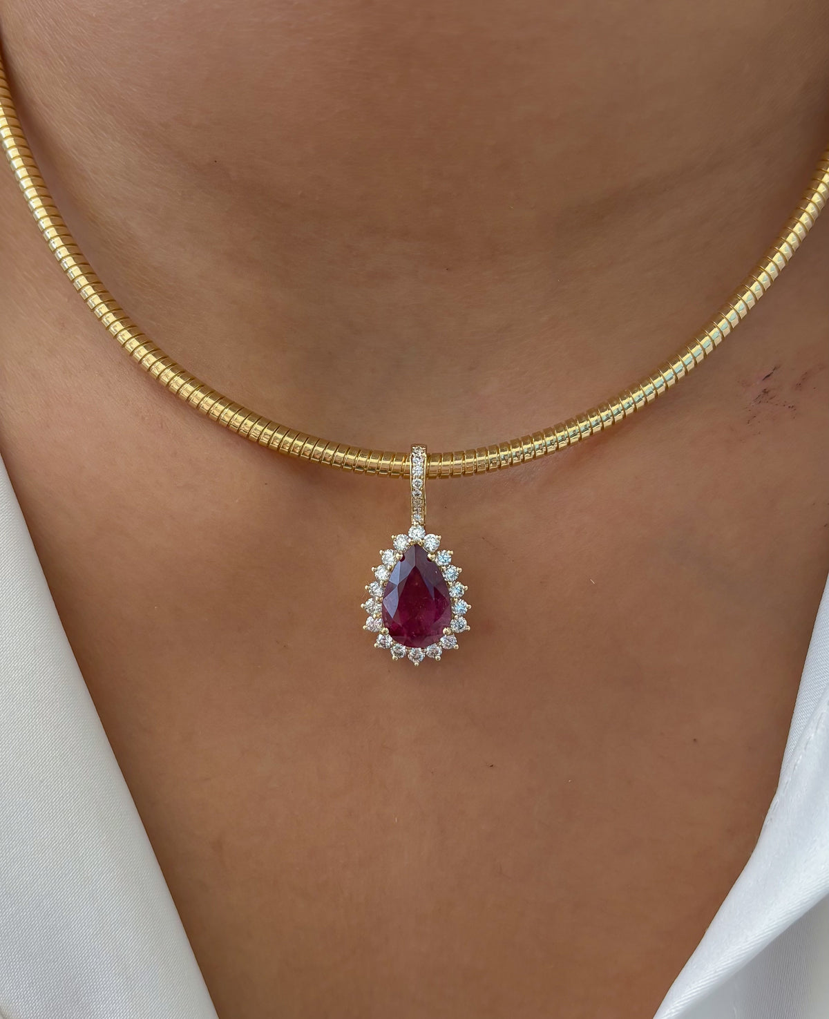 Rubellite Diamond Pendant