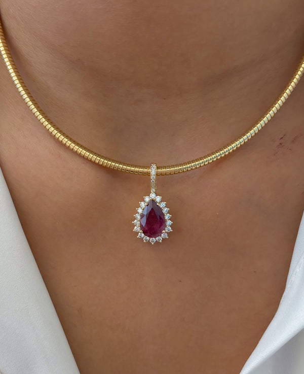 Rubellite Diamond Pendant