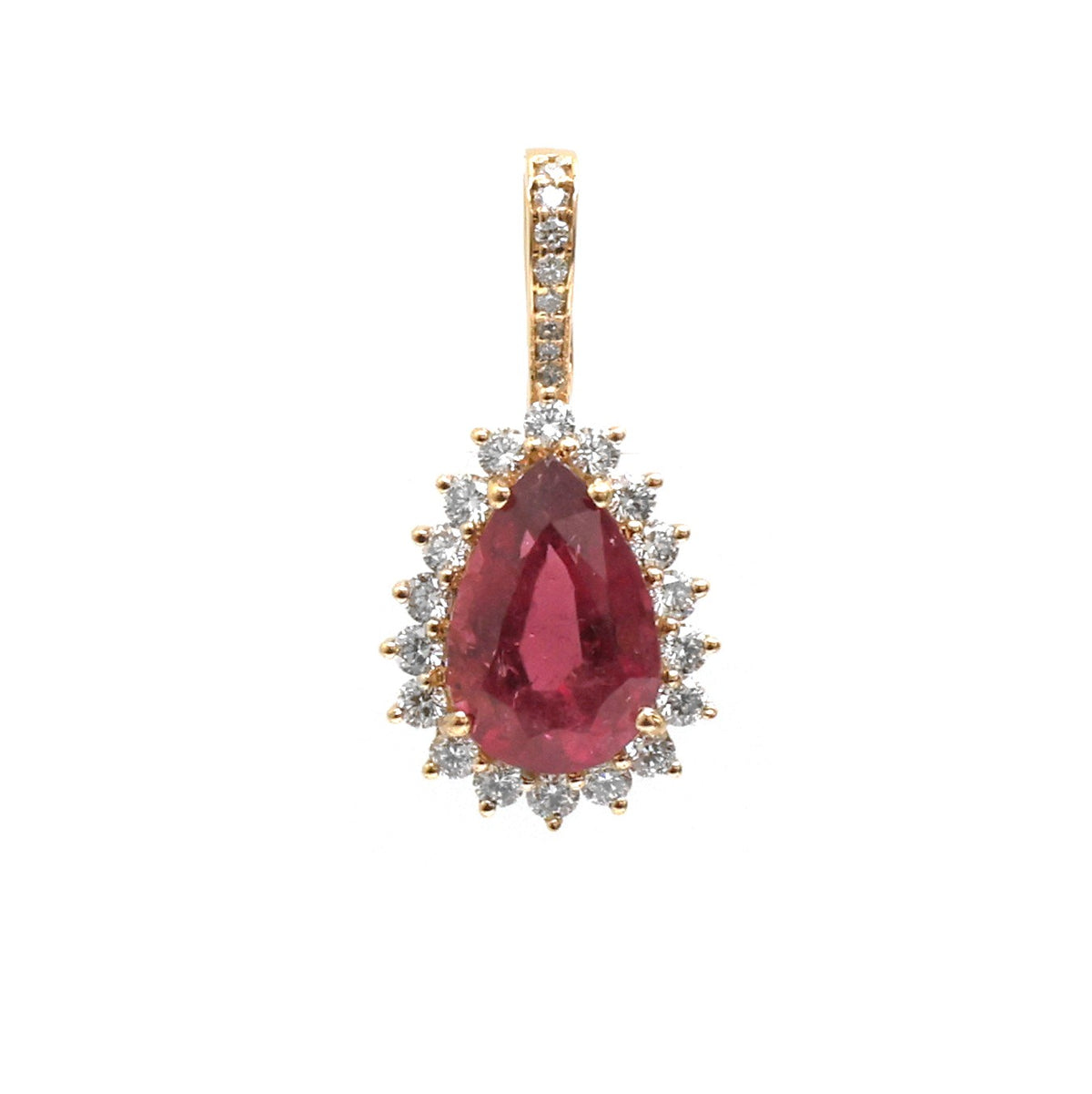 Rubellite Diamond Pendant