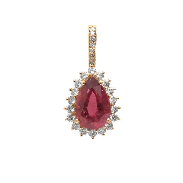 Rubellite Diamond Pendant