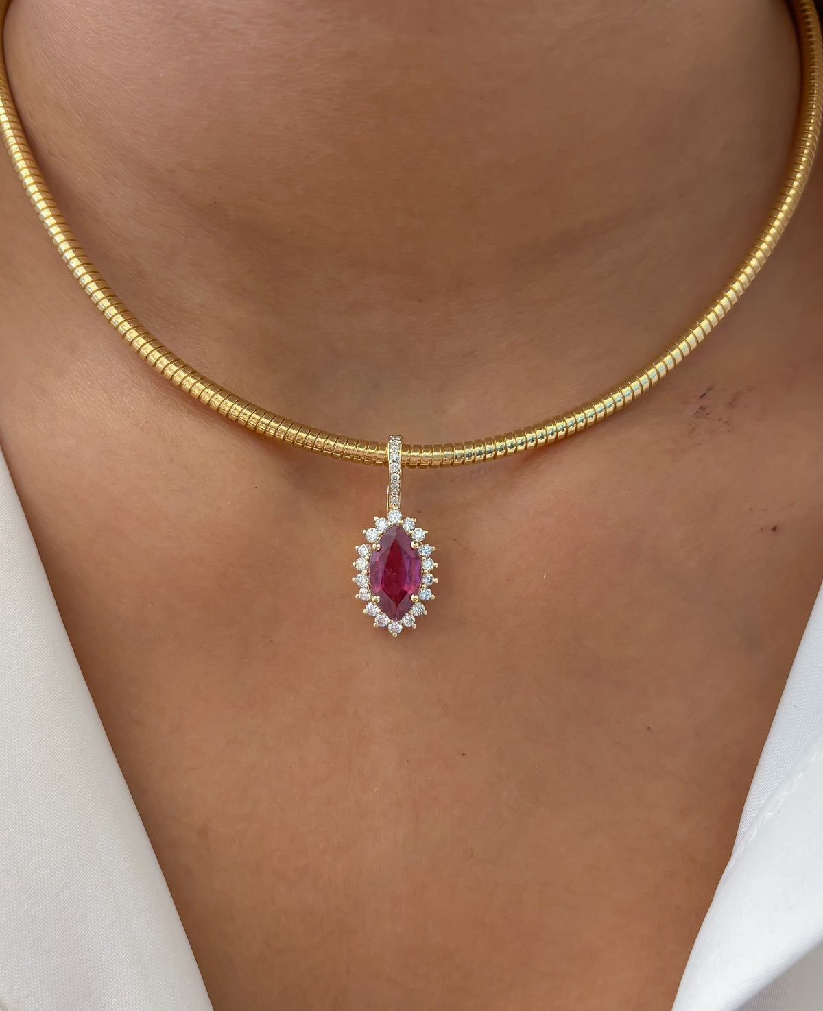 Rubellite Diamond Pendant