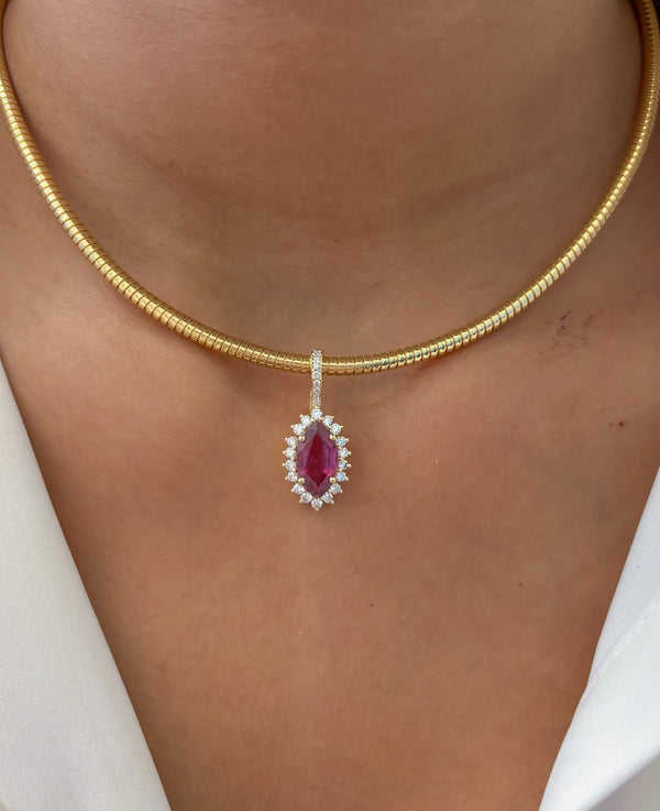 Rubellite Diamond Pendant