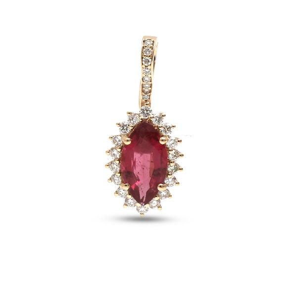 Rubellite Diamond Pendant