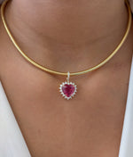 Rubellite Diamond Pendant