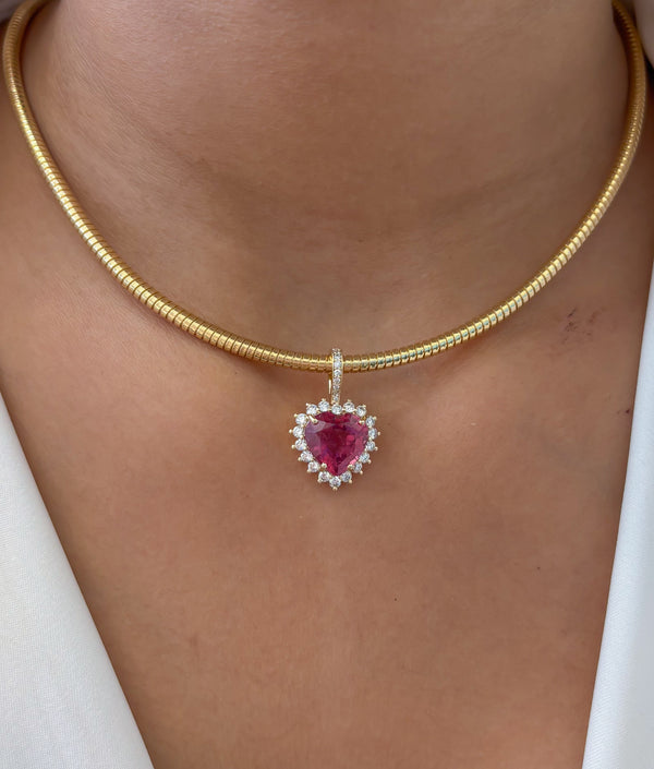 Rubellite Diamond Pendant