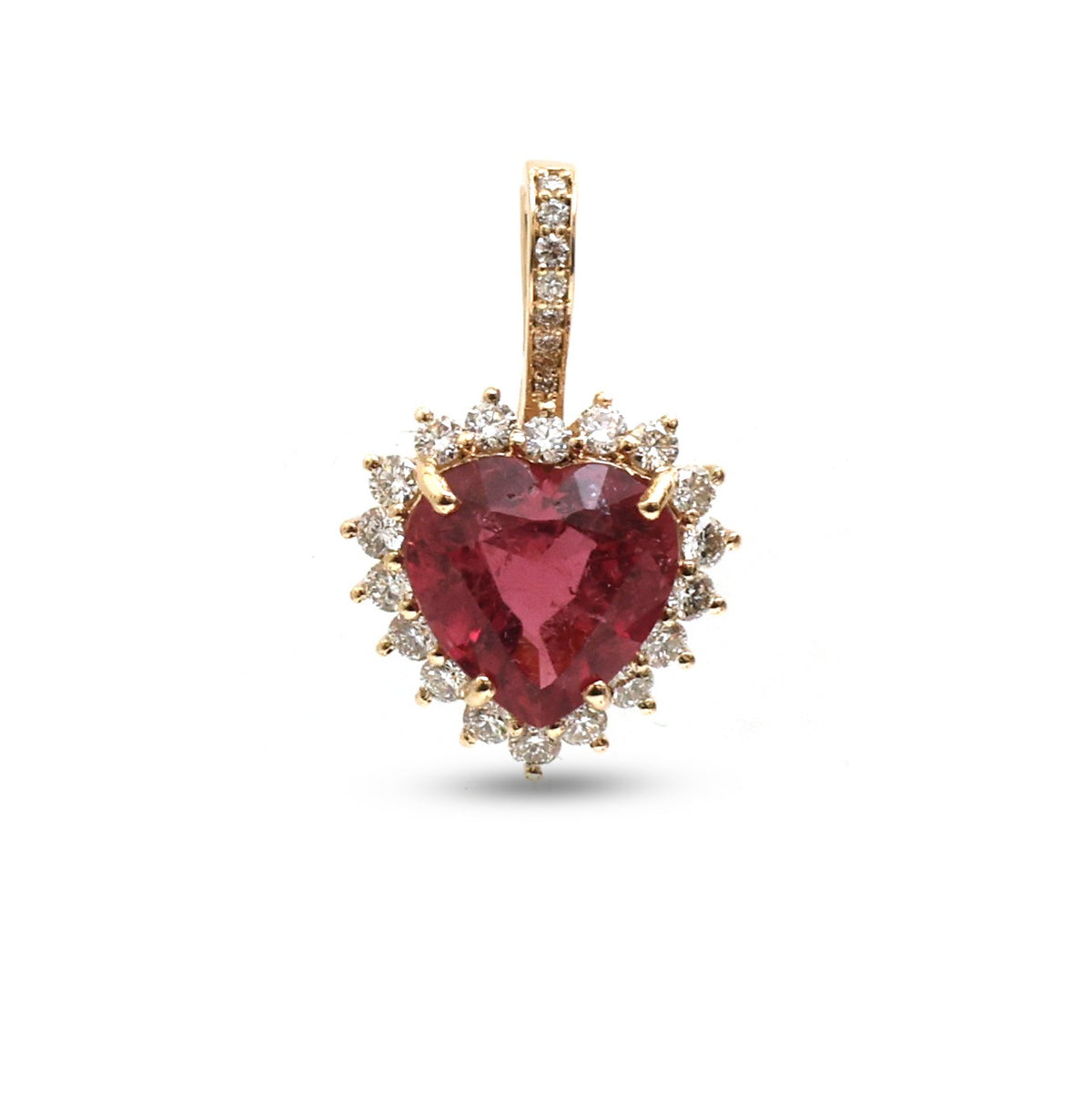 Rubellite Diamond Pendant