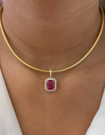 Rubellite Diamond Pendant