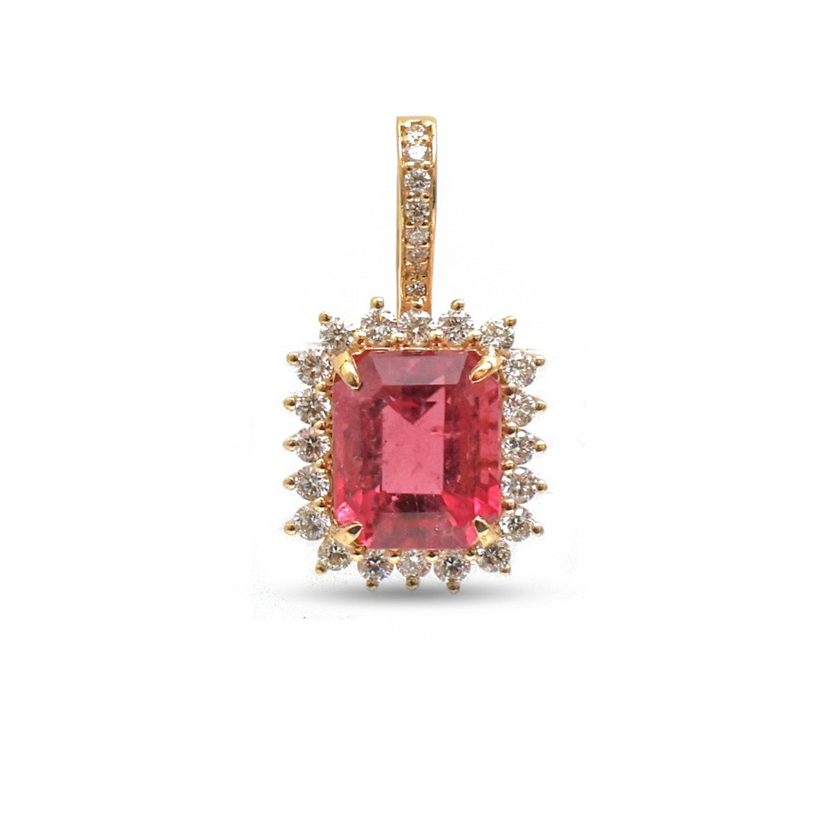 Rubellite Diamond Pendant