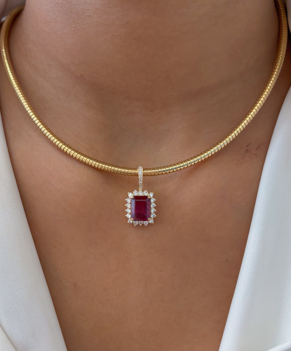 Rubellite Diamond Pendant
