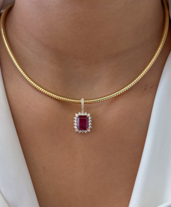 Rubellite Diamond Pendant