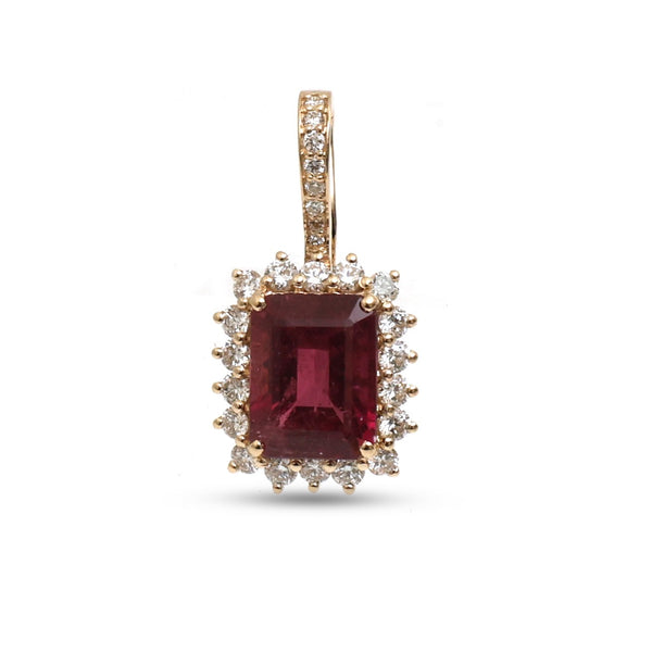 Rubellite Diamond Pendant