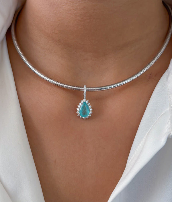 Paraiba Tourmaline Diamond Pendant