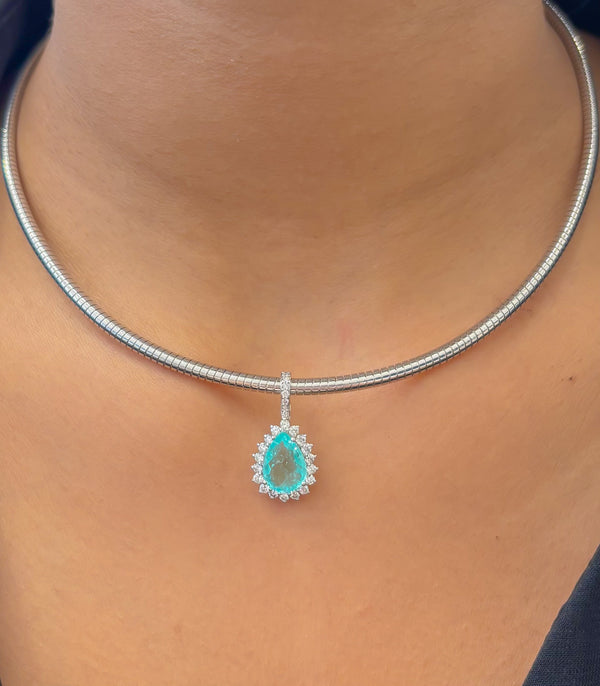 Paraiba Tourmaline Diamond Pendant