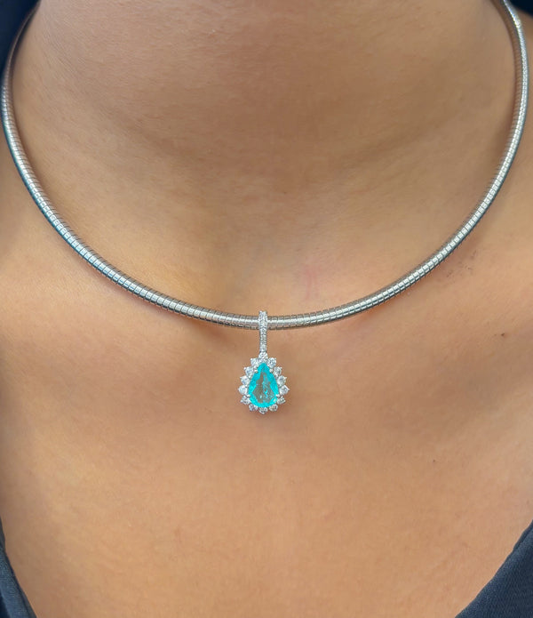 Paraiba Tourmaline Diamond Pendant