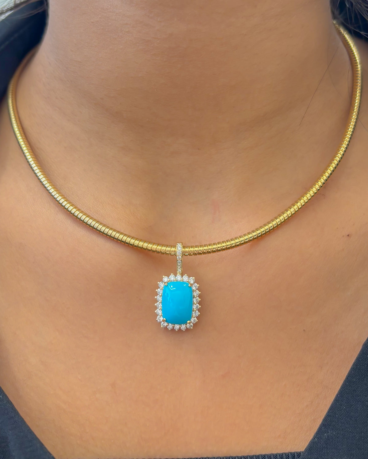 Turquoise Diamond Pendant