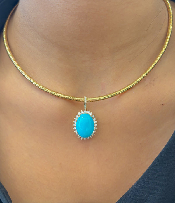 Turquoise Diamond Pendant