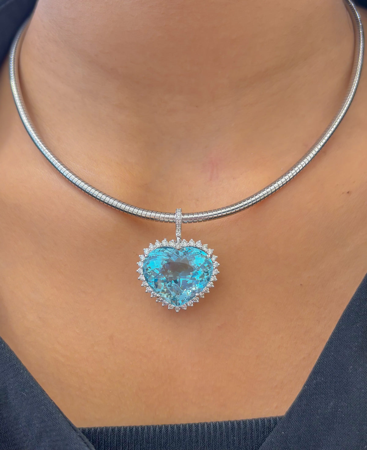 Aquamarine Diamond Pendant