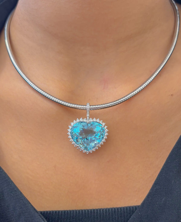 Aquamarine Diamond Pendant