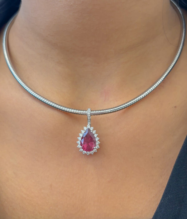 Rubellite Diamond Pendant