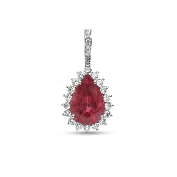 Rubellite Diamond Pendant
