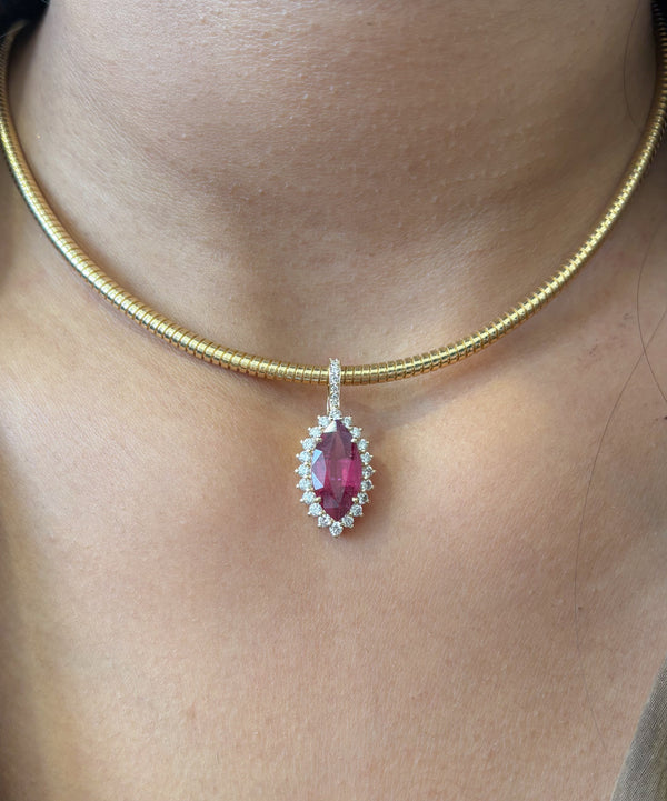 Rubellite Diamond Pendant