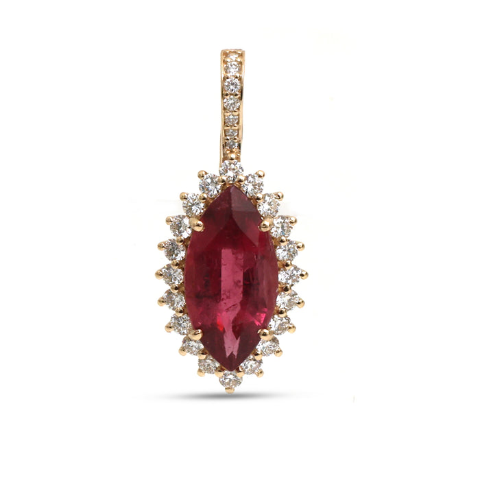 Rubellite Diamond Pendant