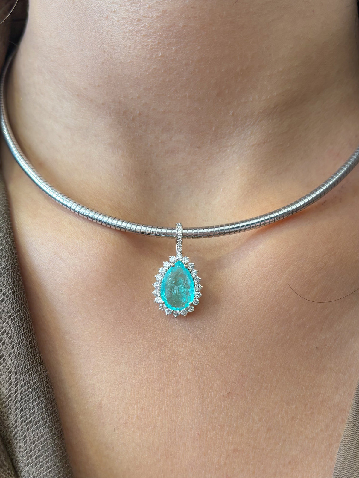 Paraiba Tourmaline Diamond Pendant