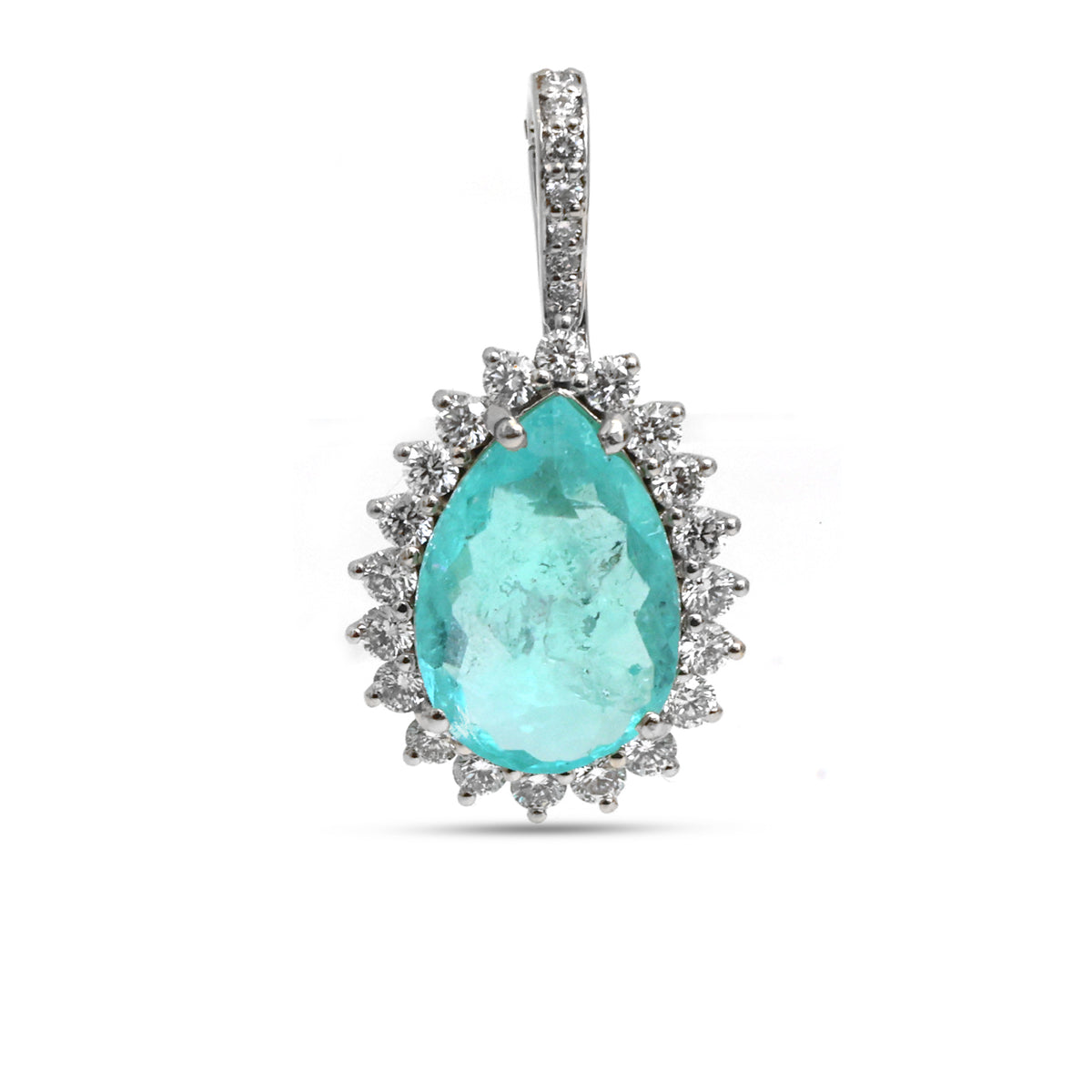 Paraiba Tourmaline Diamond Pendant