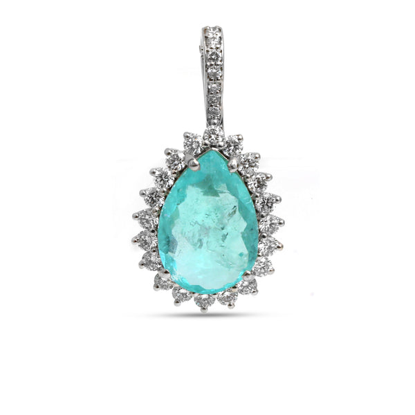 Paraiba Tourmaline Diamond Pendant