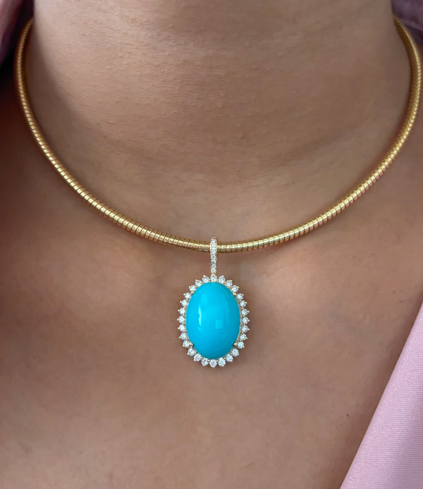 Turquoise Diamond Pendant