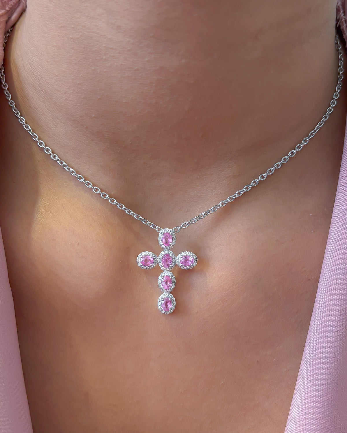Pink Sapphire Diamond Pendant