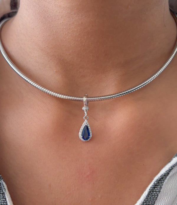 Blue Sapphire Diamond Pendant