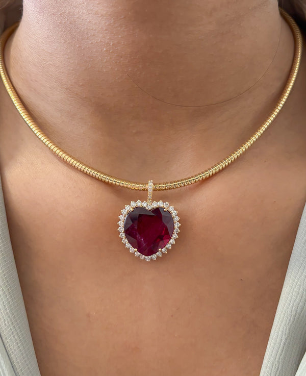 Rubellite Diamond Pendant