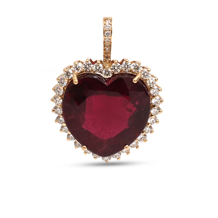 Rubellite Diamond Pendant