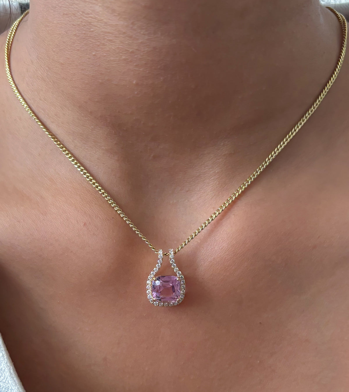 Kunzite Diamond Pendant