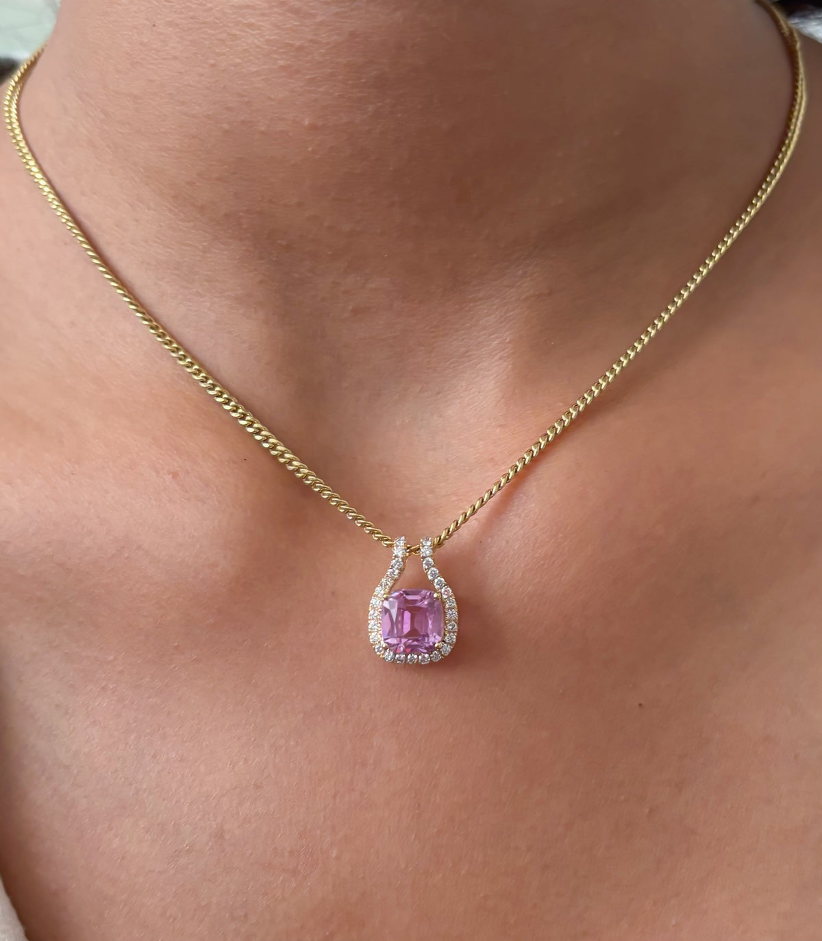 Kunzite Diamond Pendant