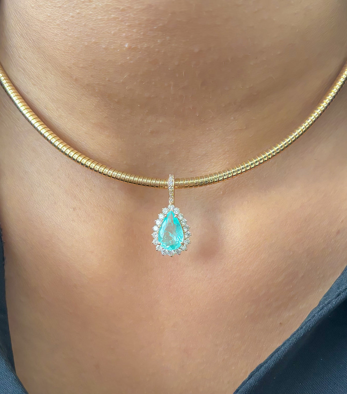 Paraiba Tourmaline Diamond Pendant